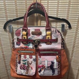 Nicole Lee Pink and Orange Printed purse